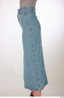 Ashley blue long denim skirt split side casual dressed leg…